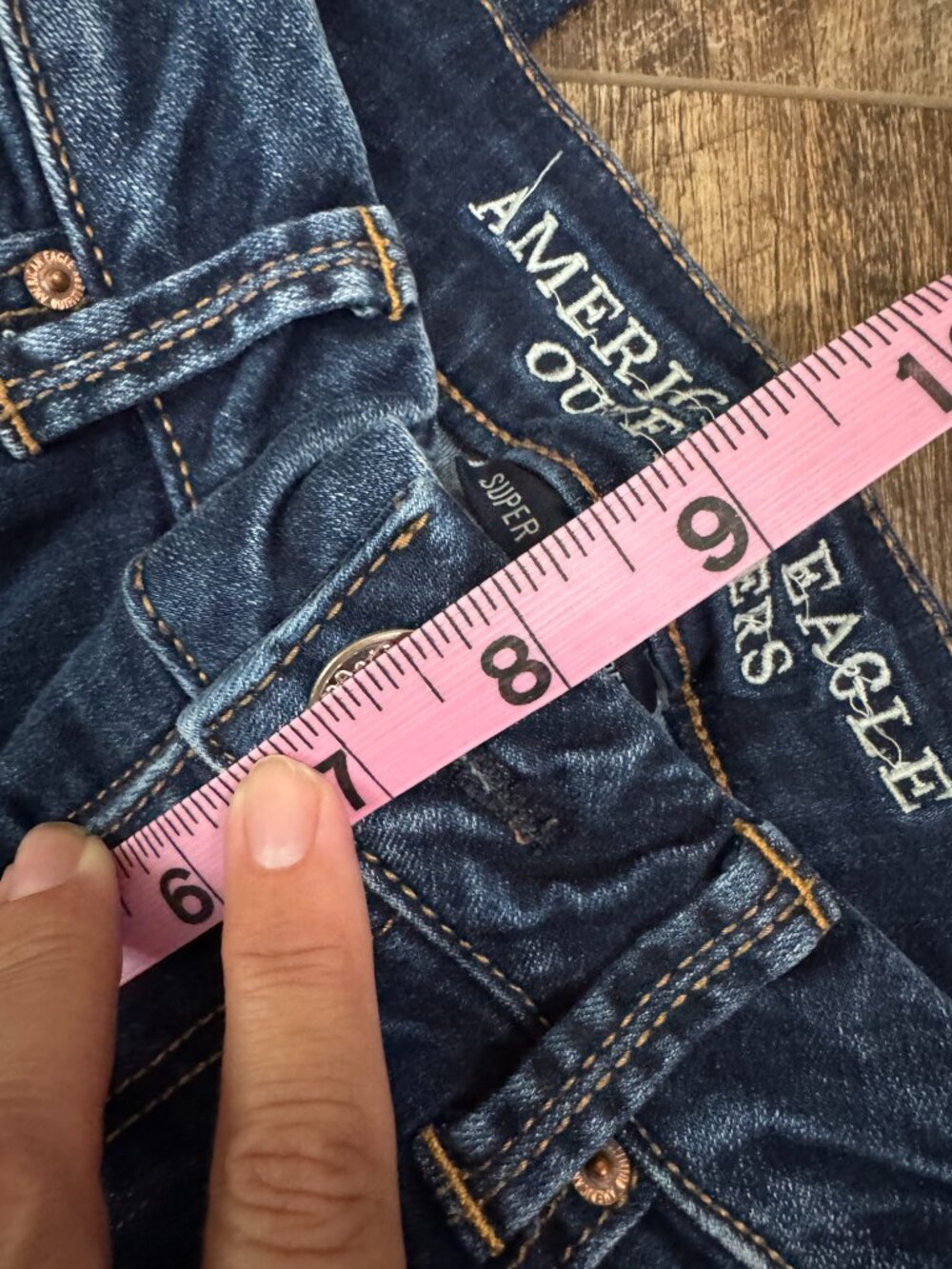 American Eagle Boho Flare Dark Wash Denim Jeans Super Stretch Size 4 - Picture 6 of 7